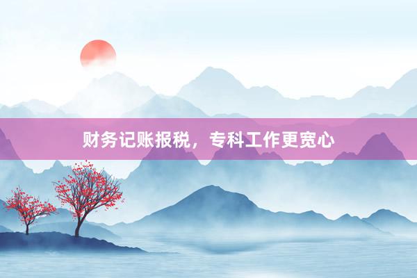 财务记账报税，专科工作更宽心